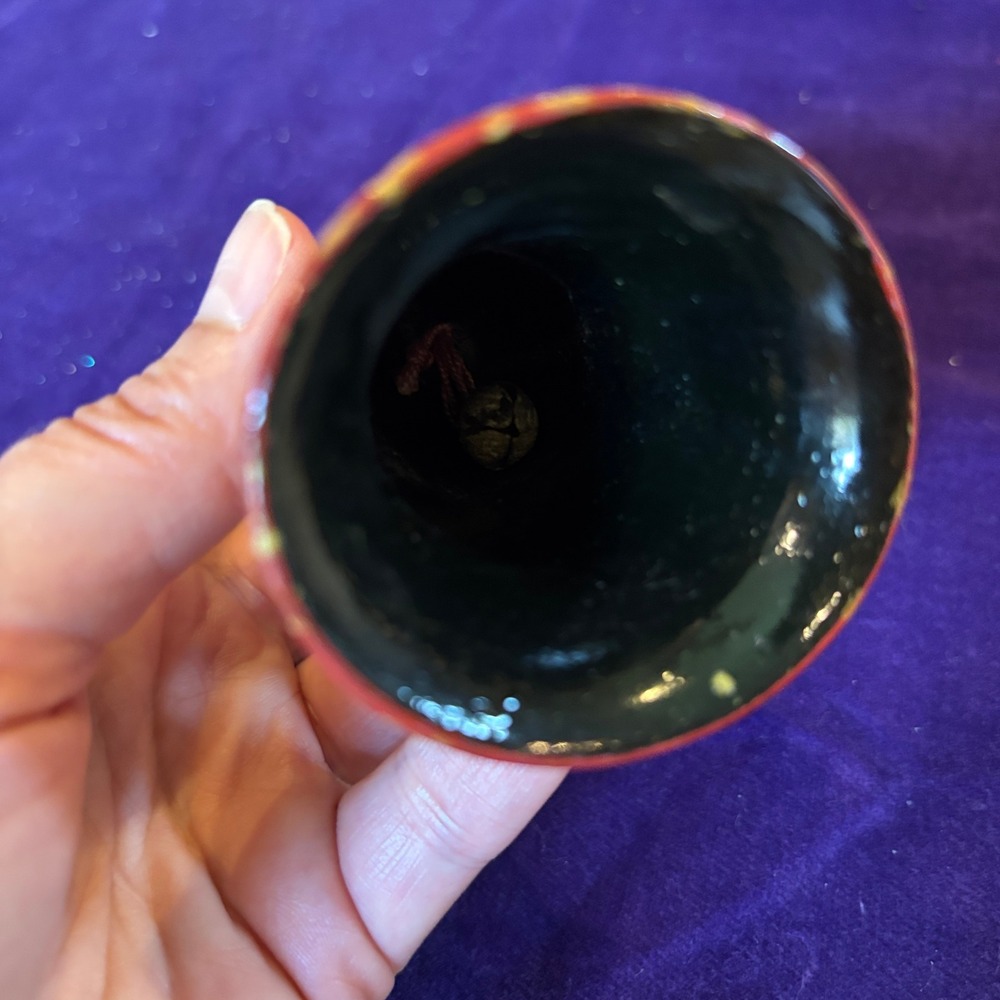 Vintage Kashmiri Hand Painted Papier Mache Floral Bell Ornament Multicolor - Picture 8 of 10